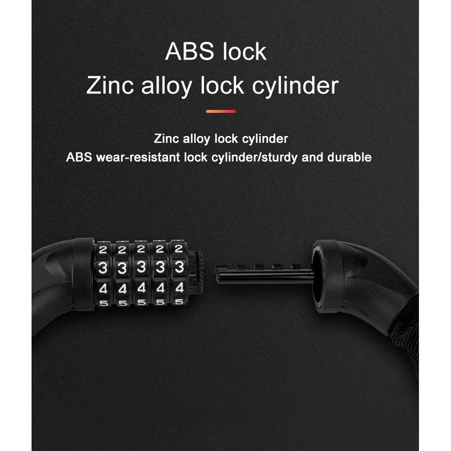 5 Digit Combination Anti Theft Bicycle Chain Lock-Black