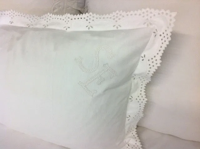 Antique SE Monogrammed Eyelet Sham