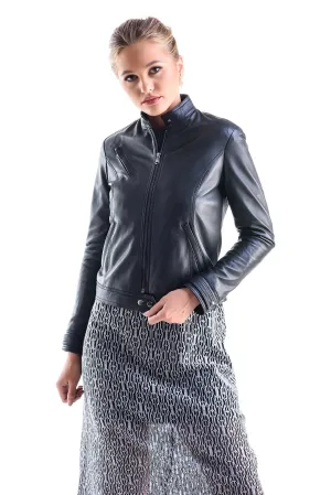 Black Sporty Cut Genuine Leather Jacket