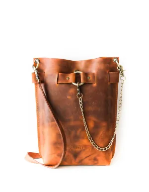 Cognac Brown Leather Bag - "Ring Belt Edition"