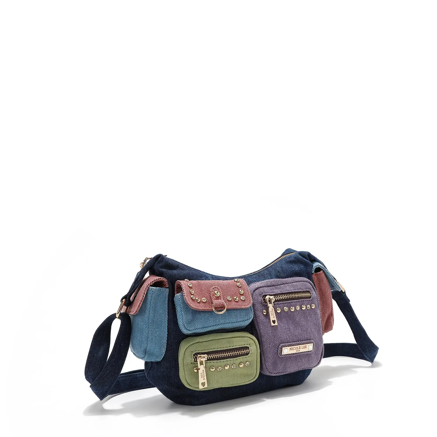 COLOR BLOCK DENIM CROSSBODY