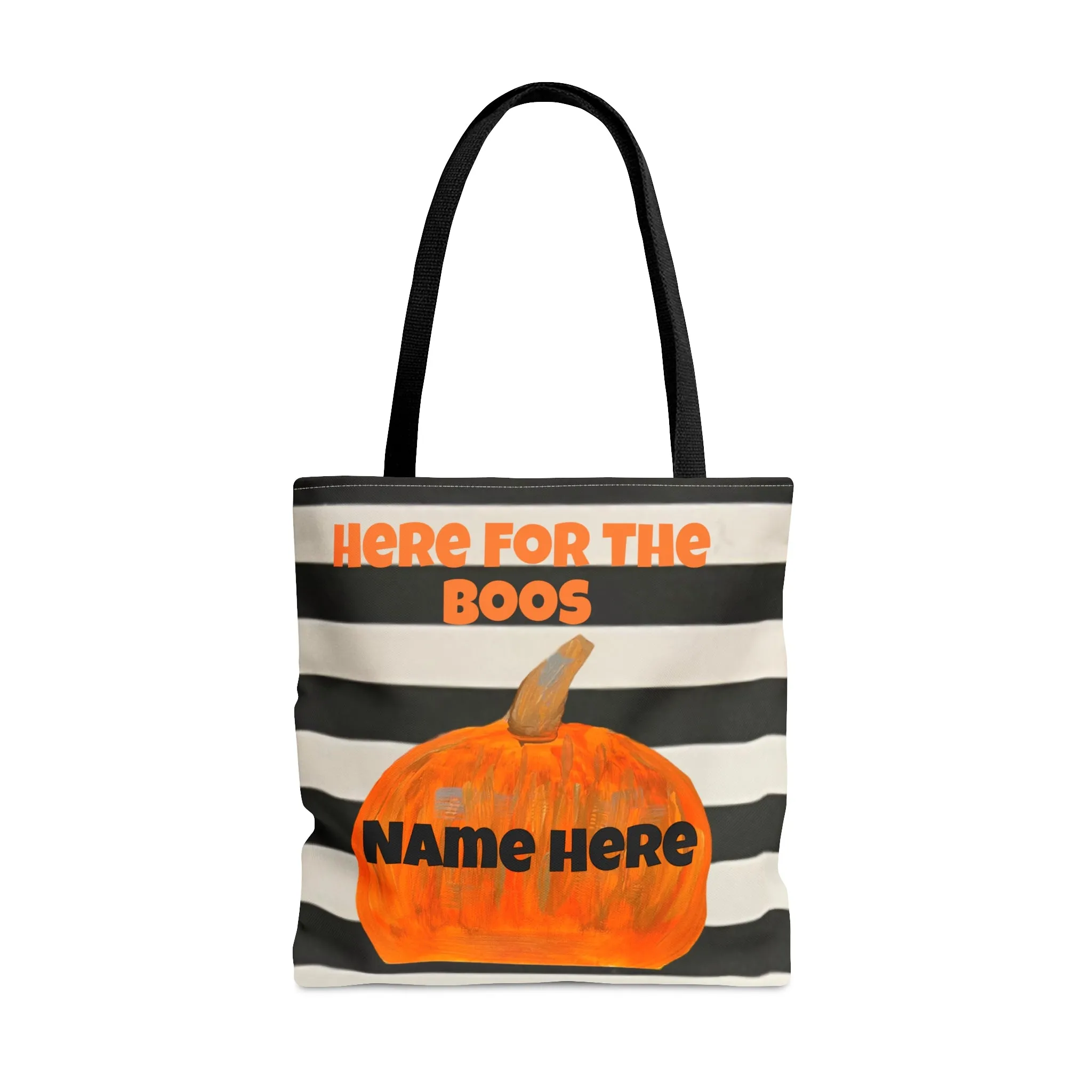 Customizable of Here For The Boos Black and White Striped Tote Bag (AOP)