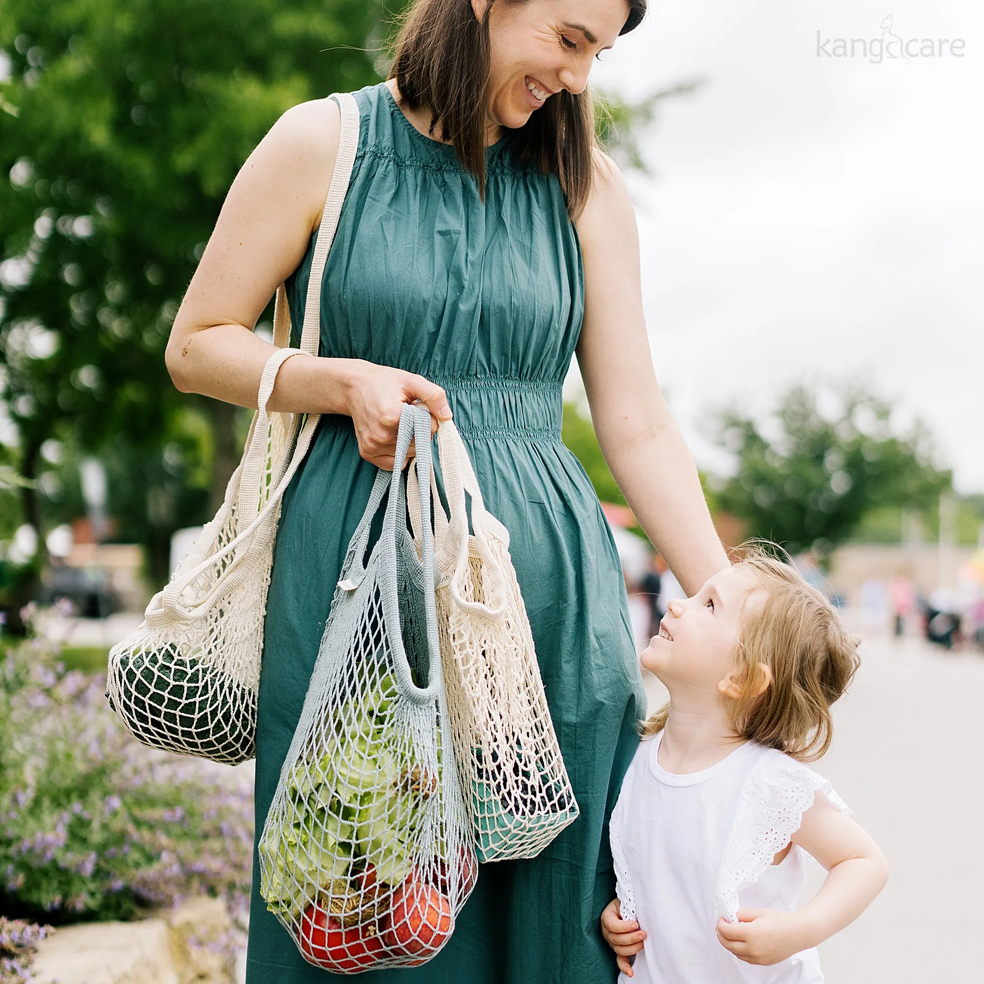 Ecoposh Short Handle Cotton Net Grocery Bag :: Natural