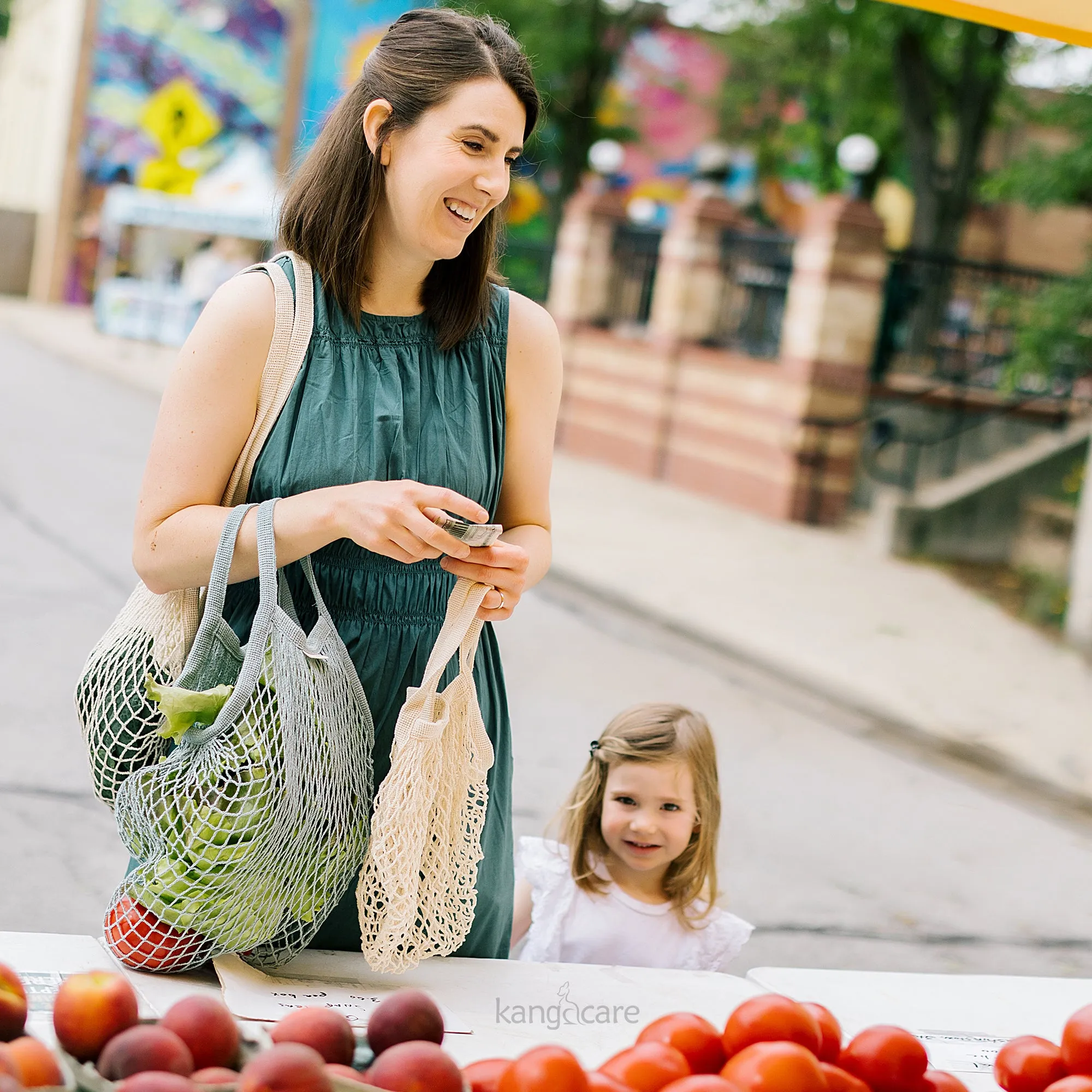 Ecoposh Short Handle Cotton Net Grocery Bag :: Natural