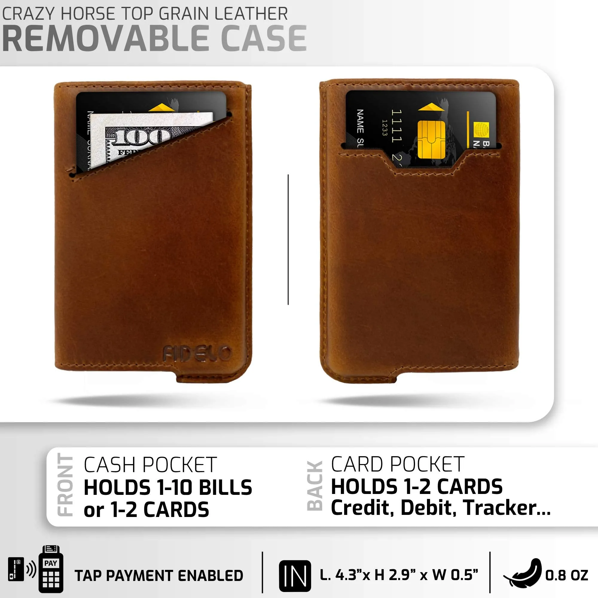 Fidelo Minimalist Wallets Card Wallet - Hybrid RFID Wallets for Men Slim