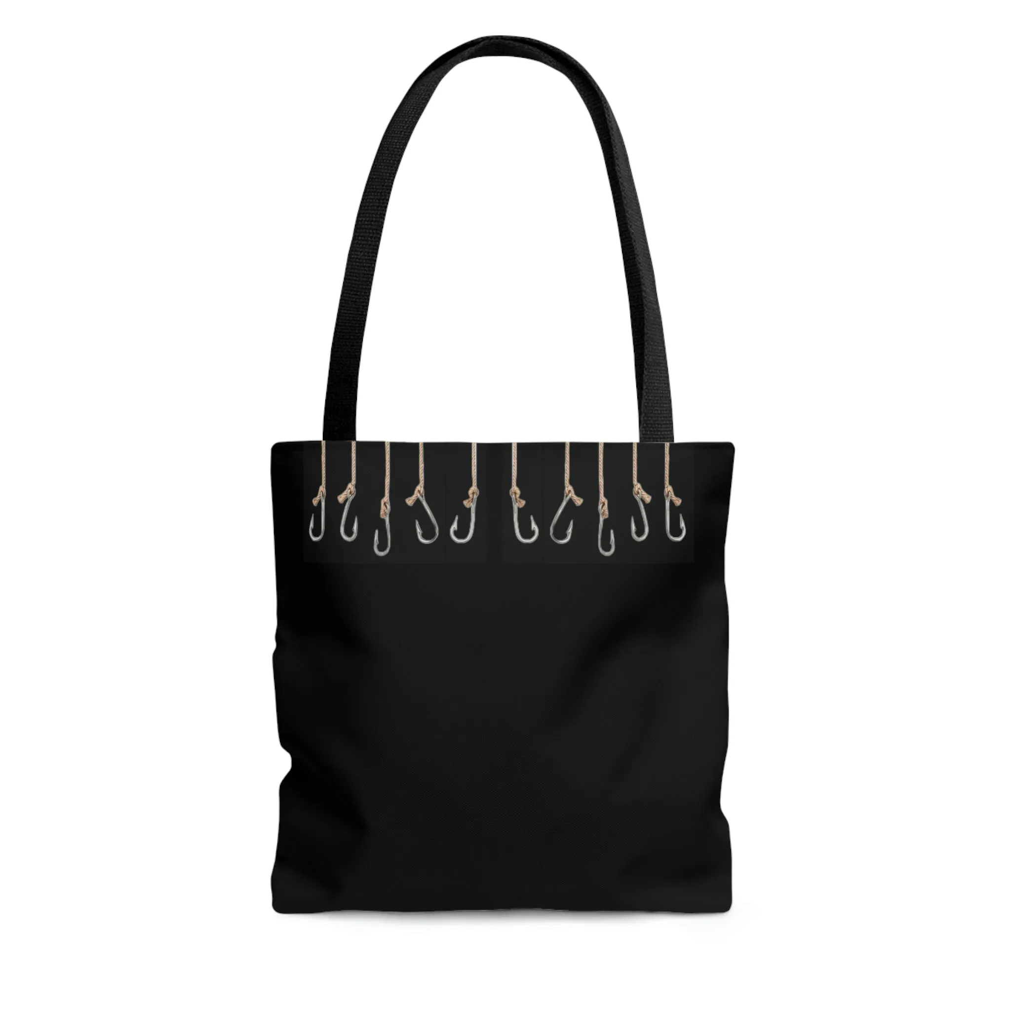 Fishing Theme  Boat / Beach Bag - Hooks / Lures - Black AOP Tote Bag