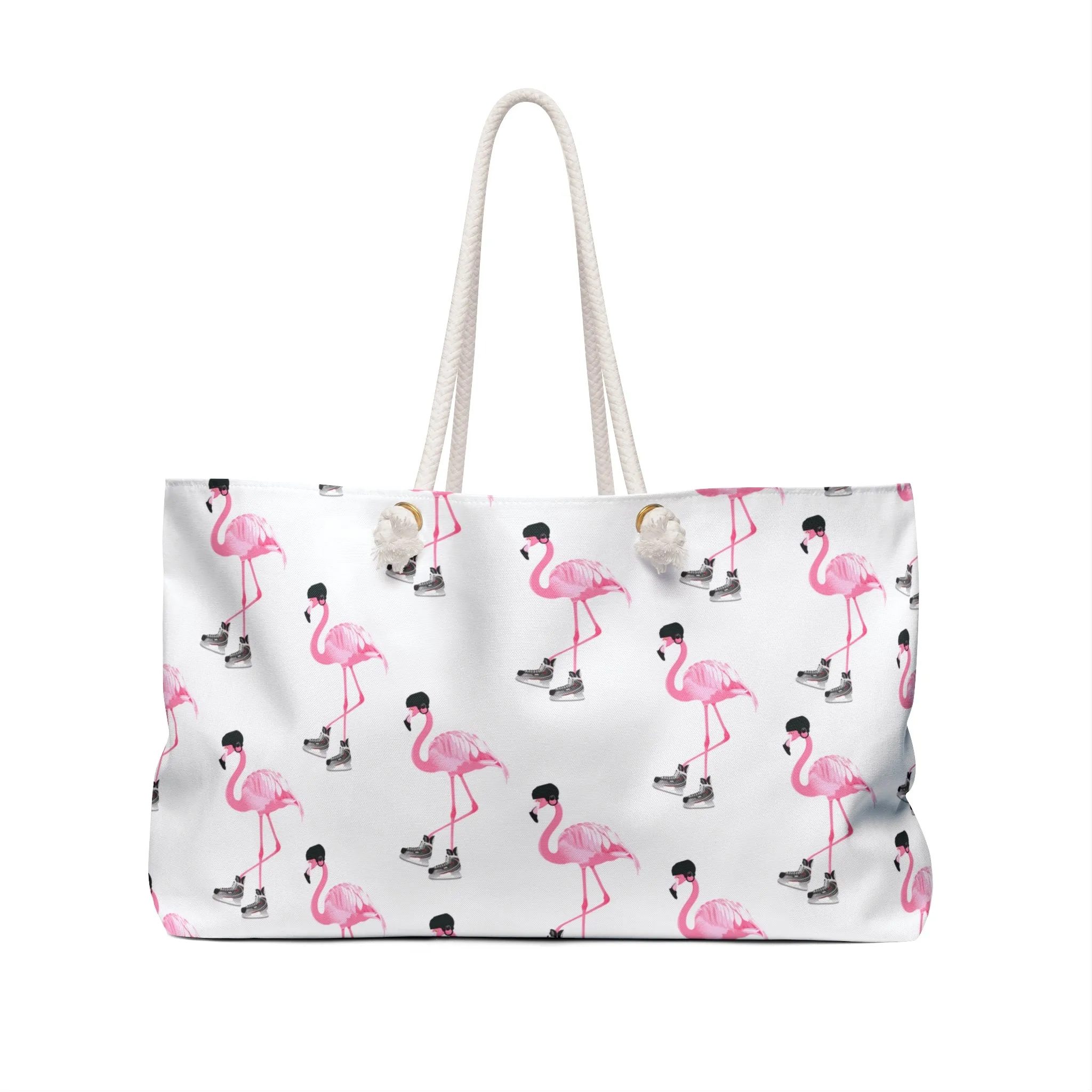 Hockey Playing Flamingo Weekender Bag