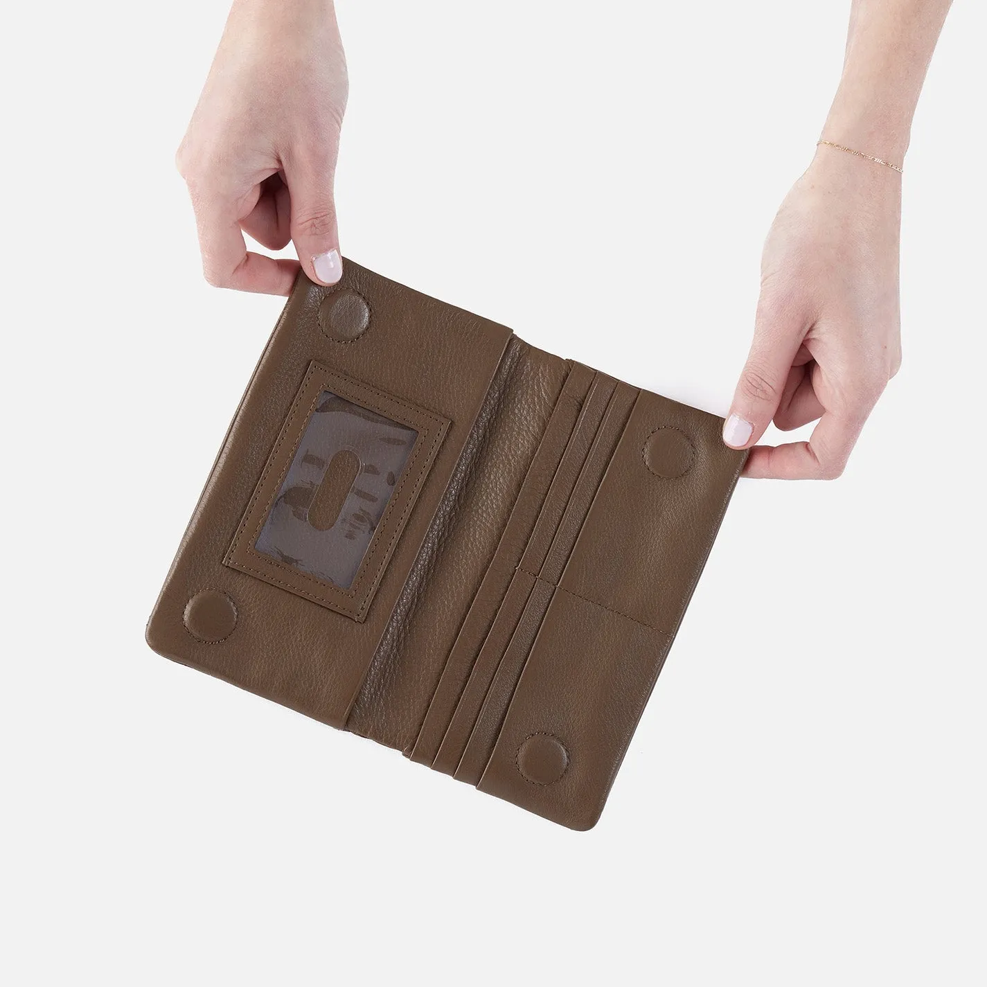 Lumen Continental Wallet In Pebbled Leather - Dark Elm