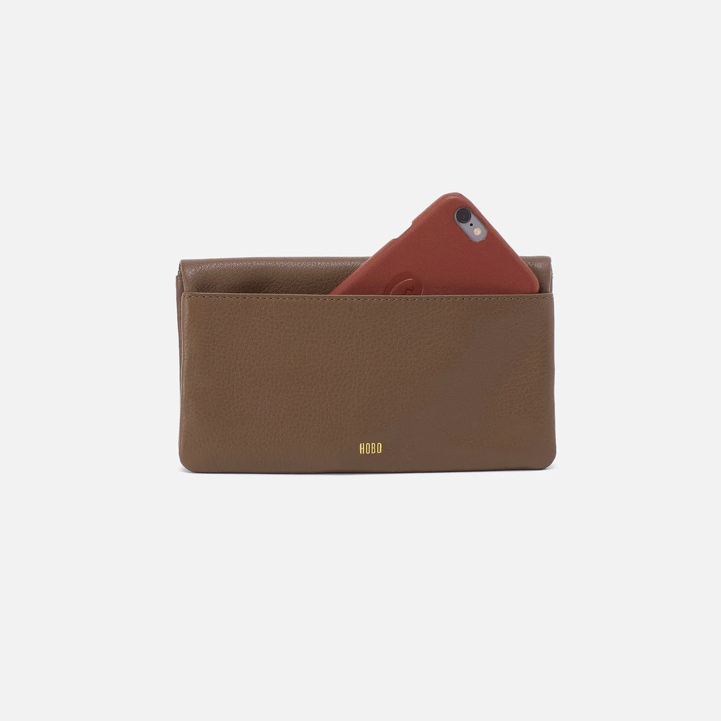 Lumen Continental Wallet In Pebbled Leather - Dark Elm