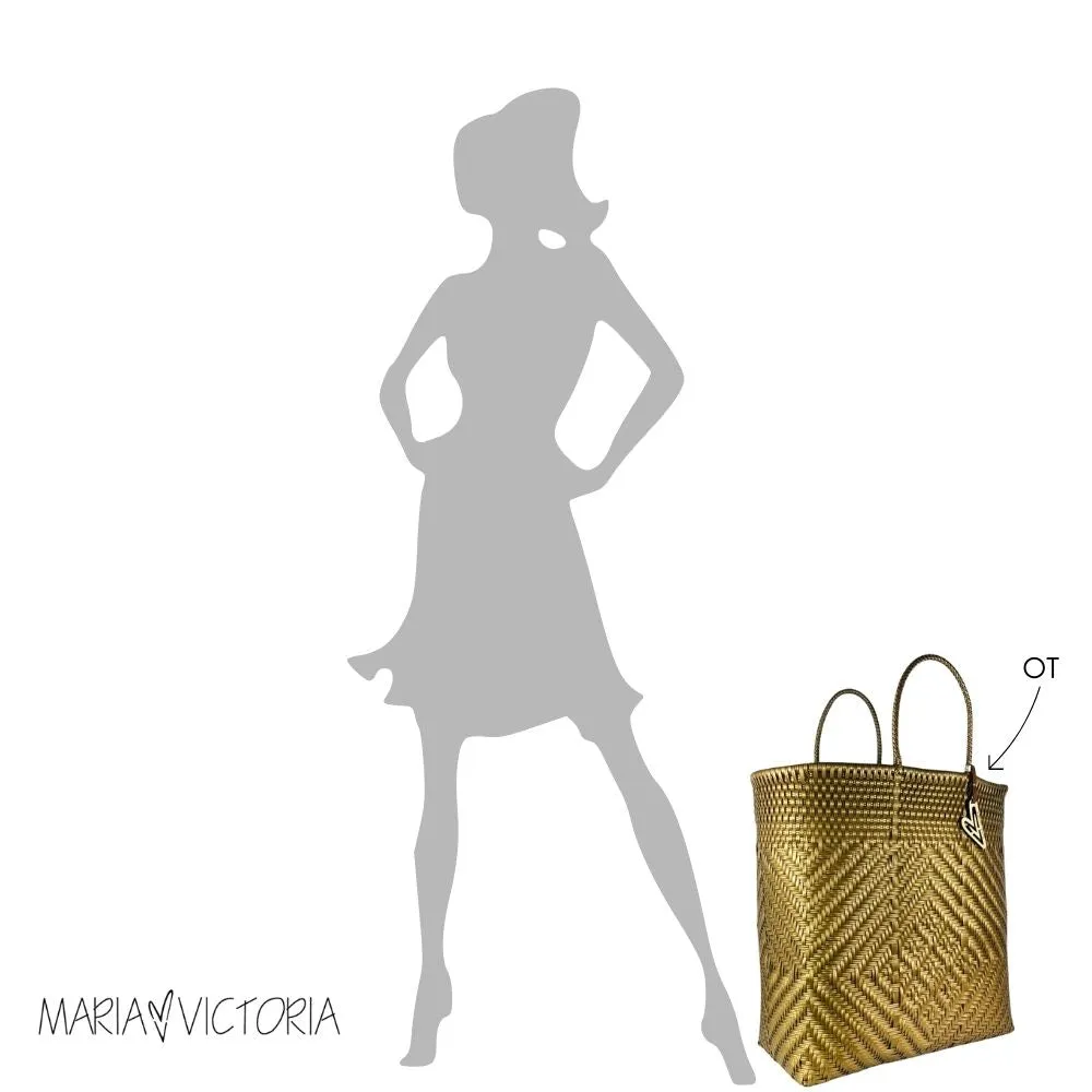 Maria Victoria | Sunrise Totes | Upcycled, Handwoven, White&Gold Tote