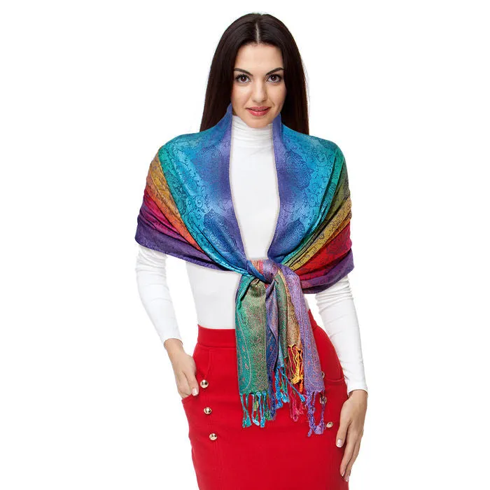 Pashmina Rainbow Paisley Scarf for Women