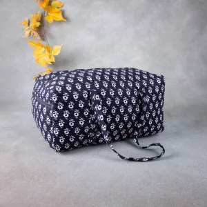 Rectangle Travel Bag Black Color with Small Flower Design.