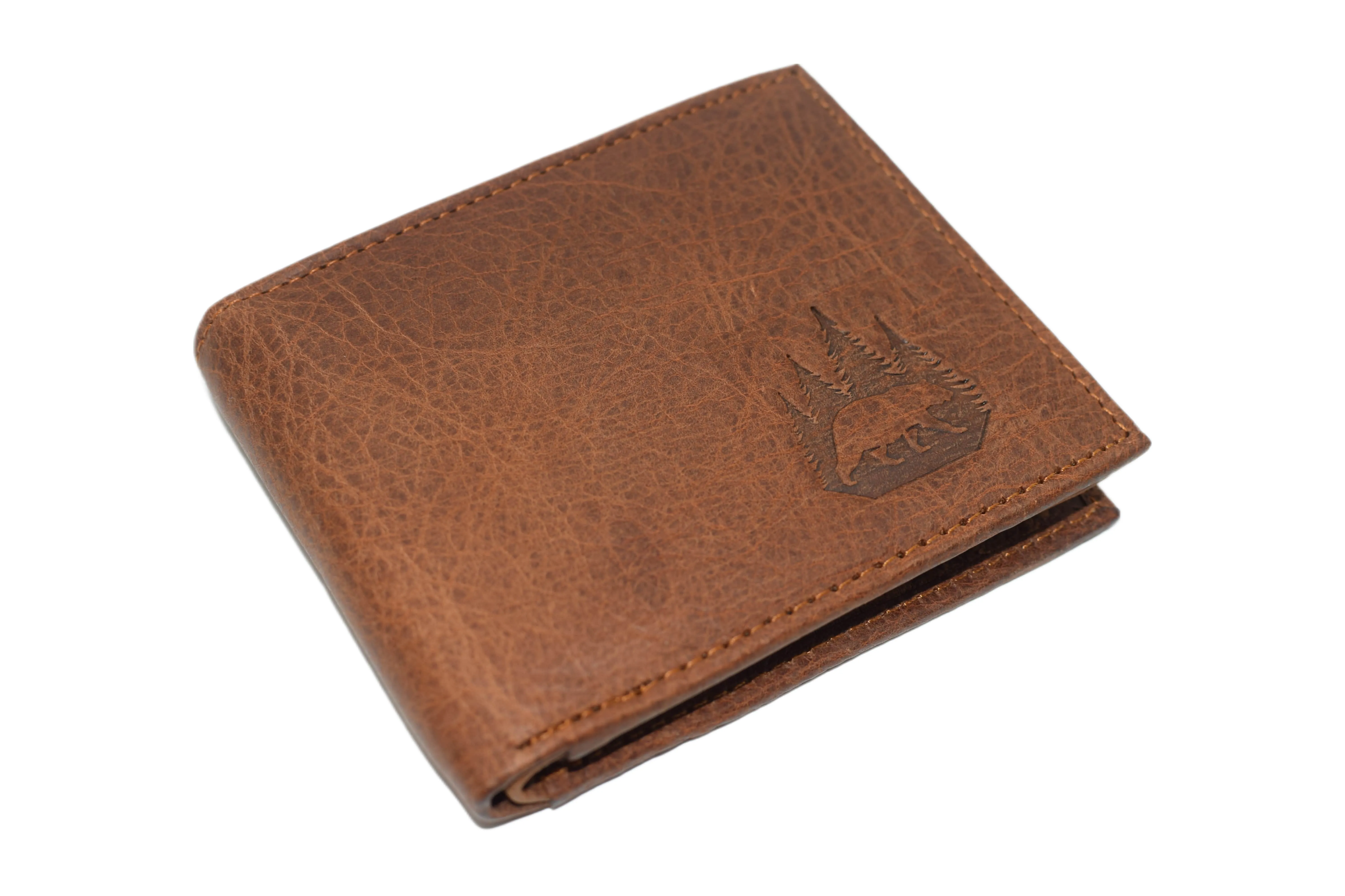 RFID53NUTN Real Genuine Leather RFID Blocking Wallets Mens Wallet Bifold Classic Engraved Logos