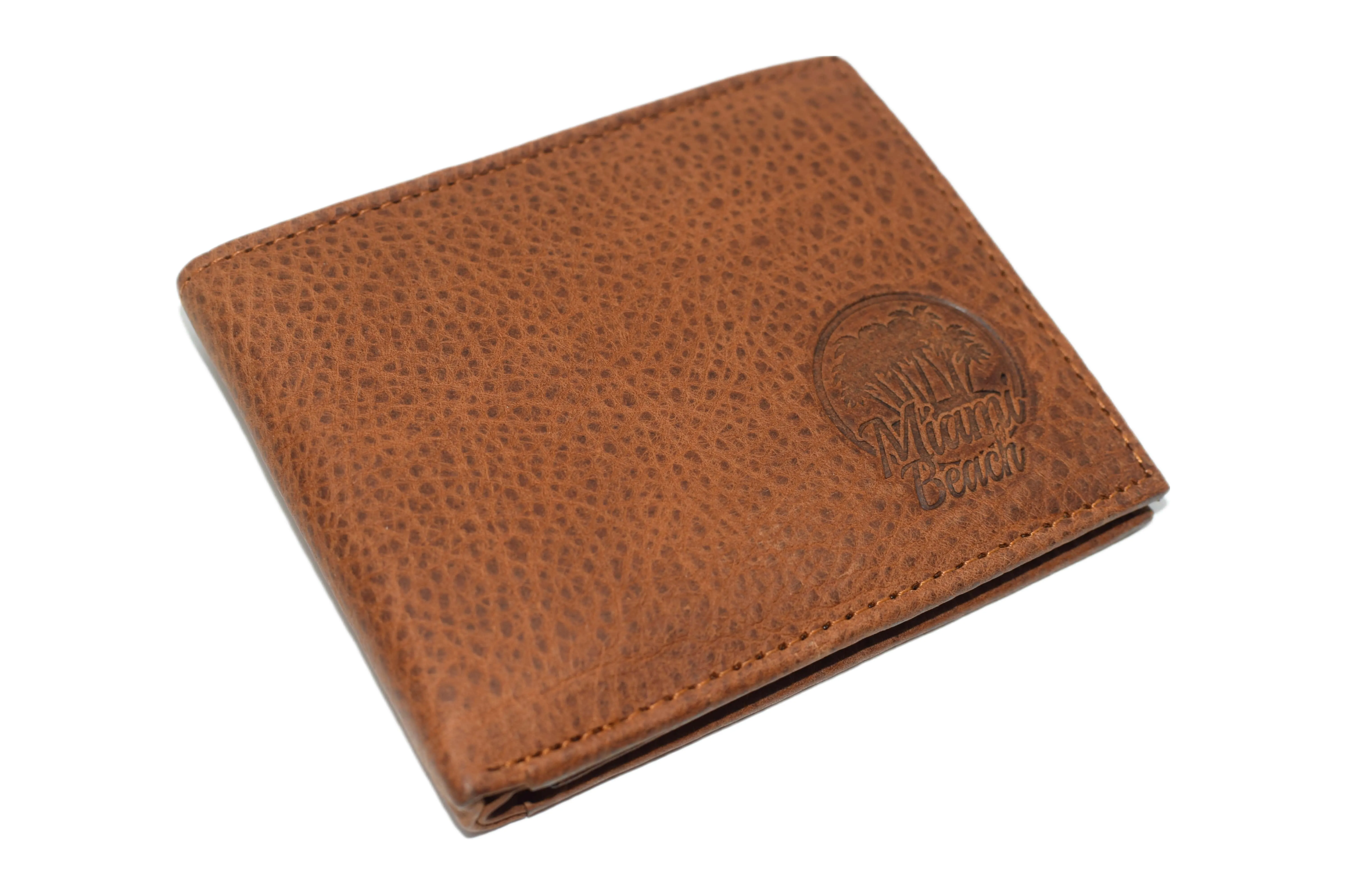 RFID53NUTN Real Genuine Leather RFID Blocking Wallets Mens Wallet Bifold Classic Engraved Logos