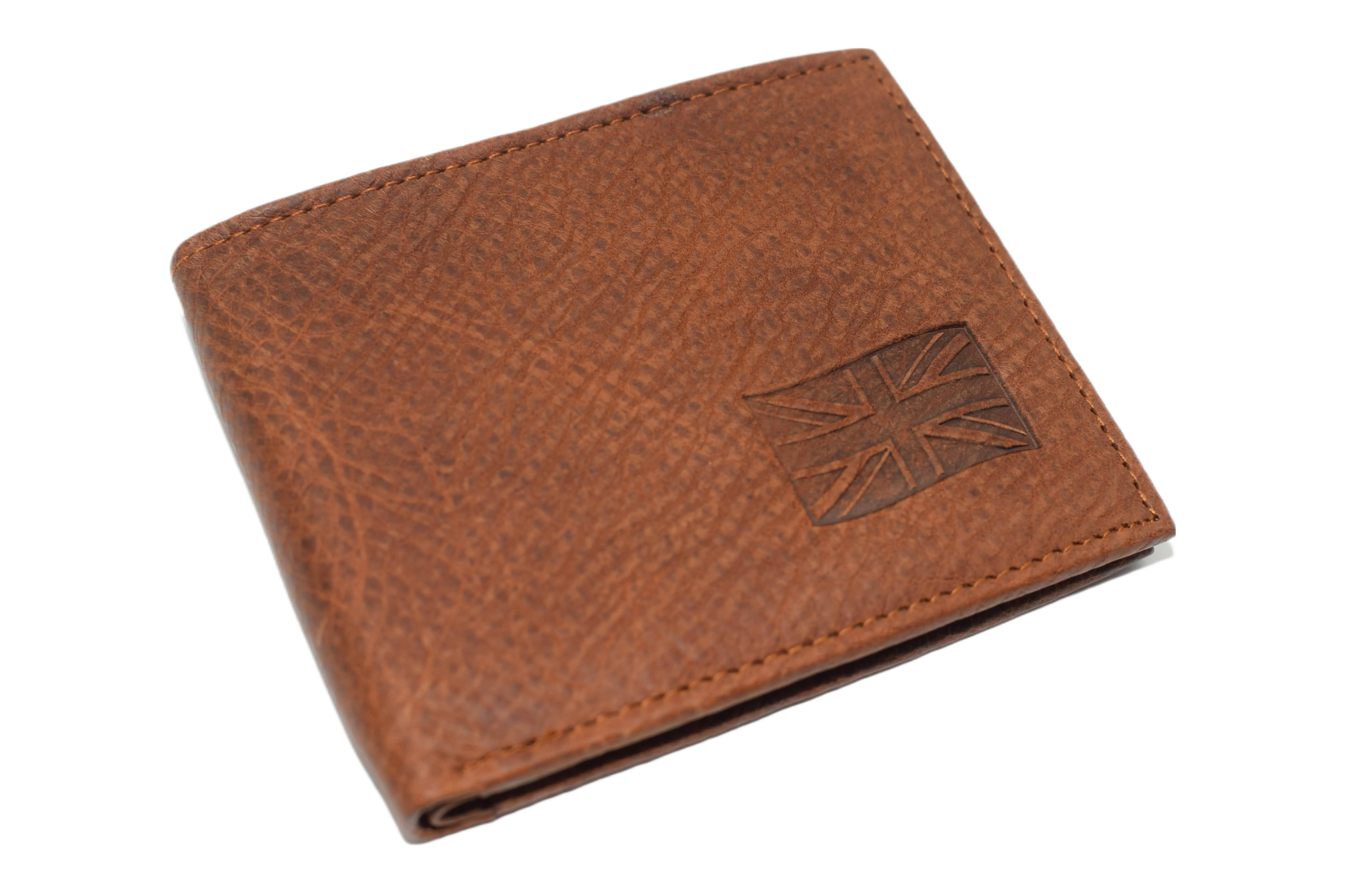 RFID53NUTN Real Genuine Leather RFID Blocking Wallets Mens Wallet Bifold Classic Engraved Logos