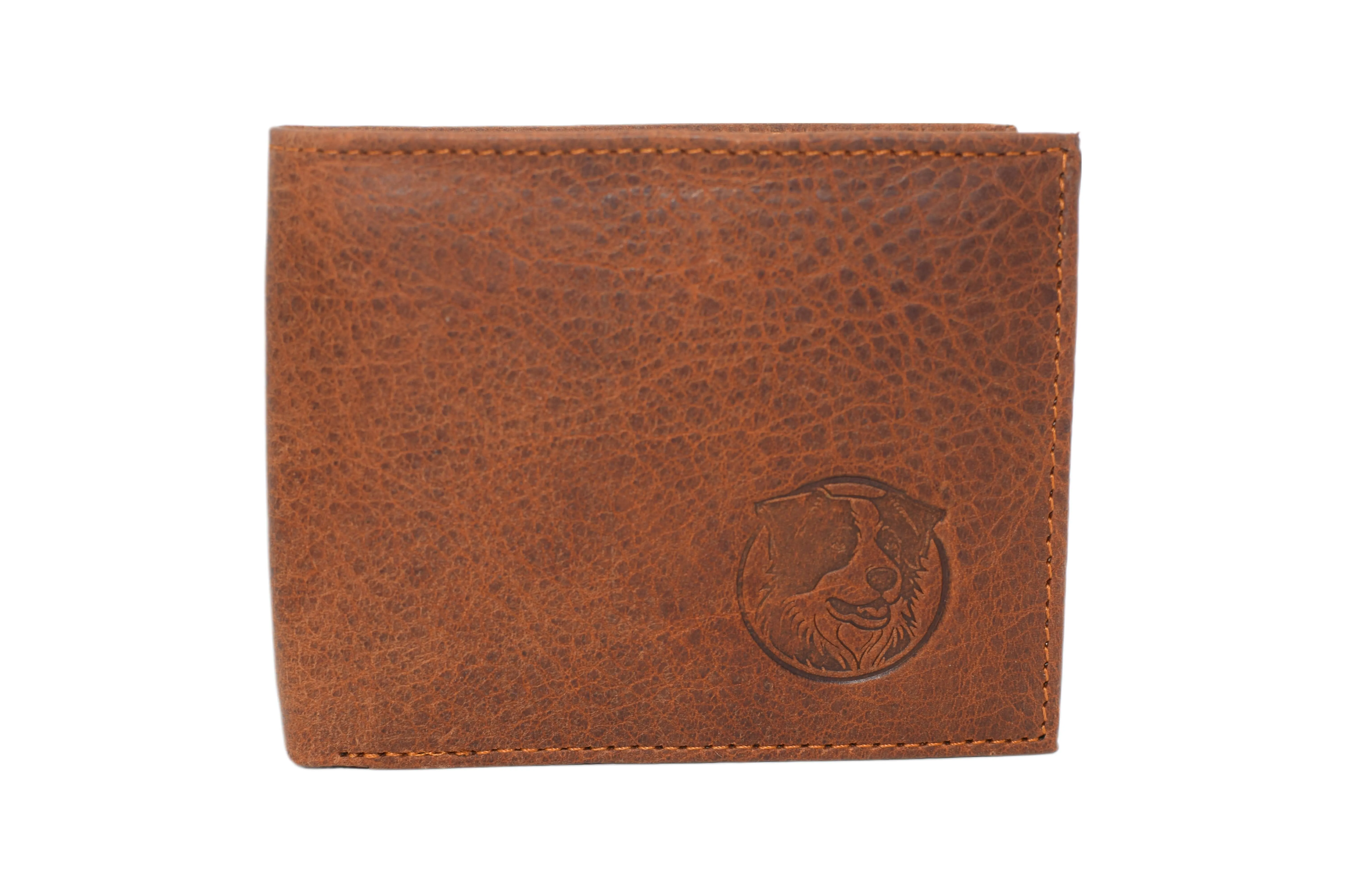 RFID53NUTN Real Genuine Leather RFID Blocking Wallets Mens Wallet Bifold Classic Engraved Logos