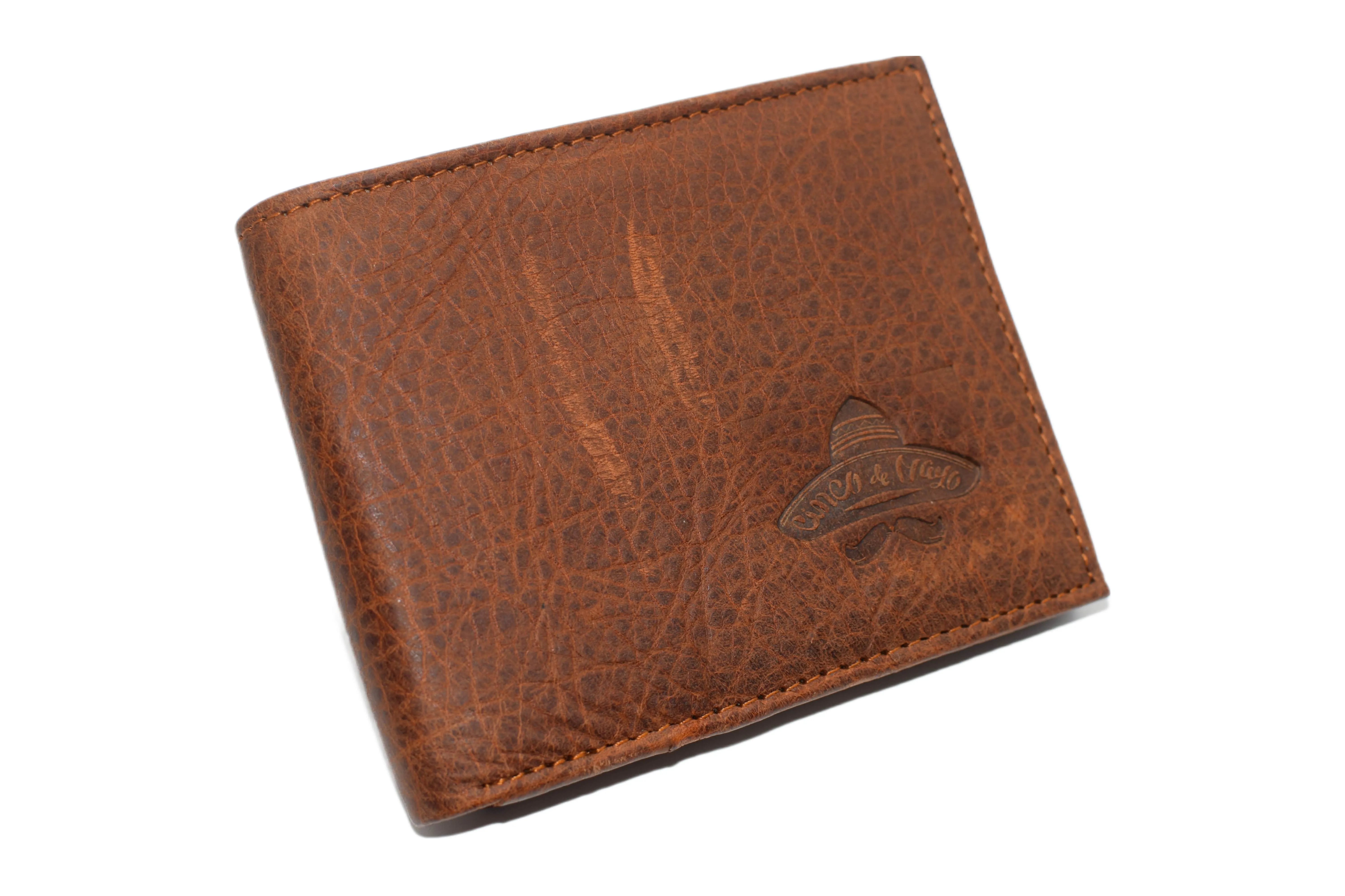 RFID53NUTN Real Genuine Leather RFID Blocking Wallets Mens Wallet Bifold Classic Engraved Logos