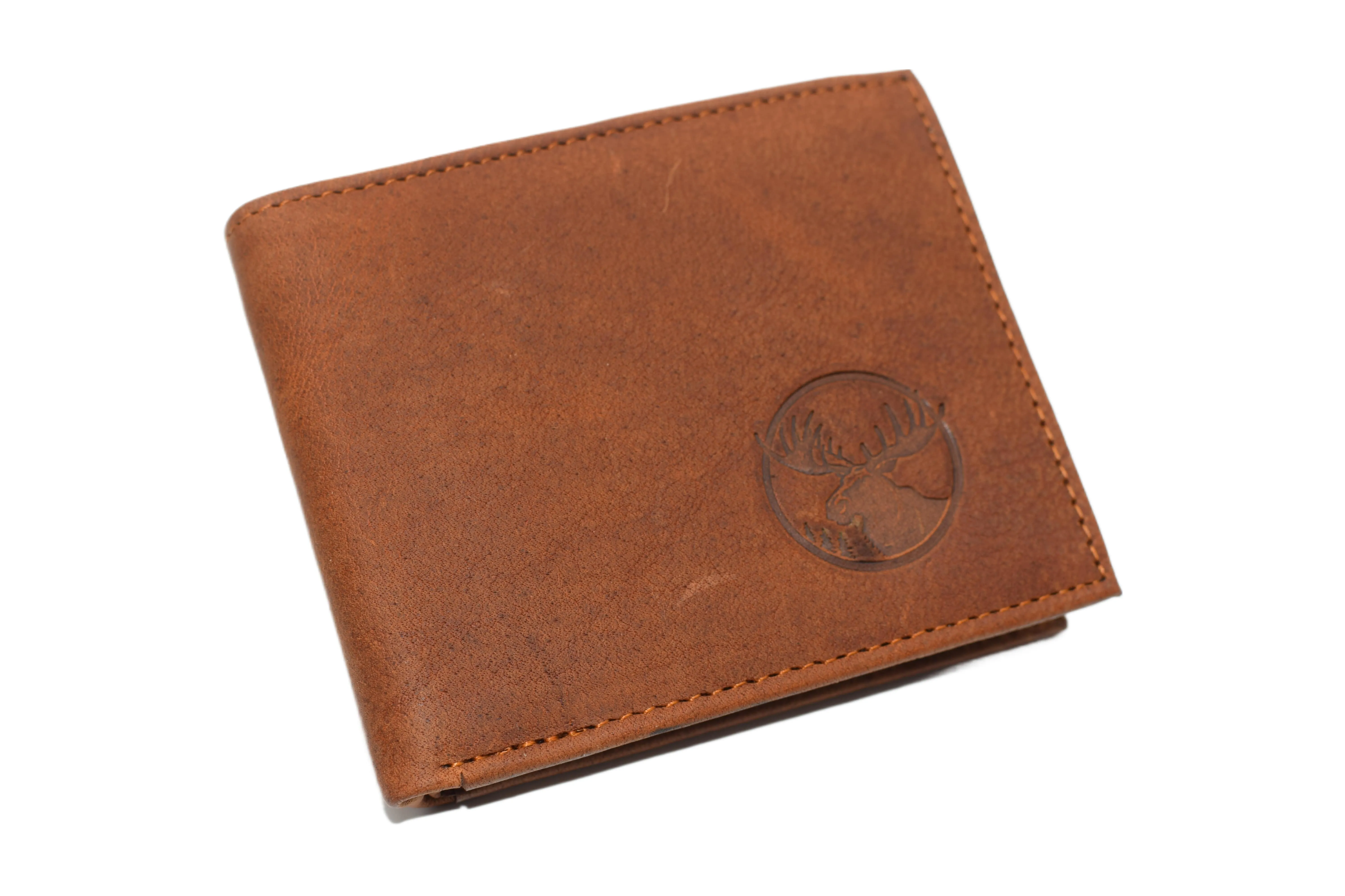 RFID53NUTN Real Genuine Leather RFID Blocking Wallets Mens Wallet Bifold Classic Engraved Logos