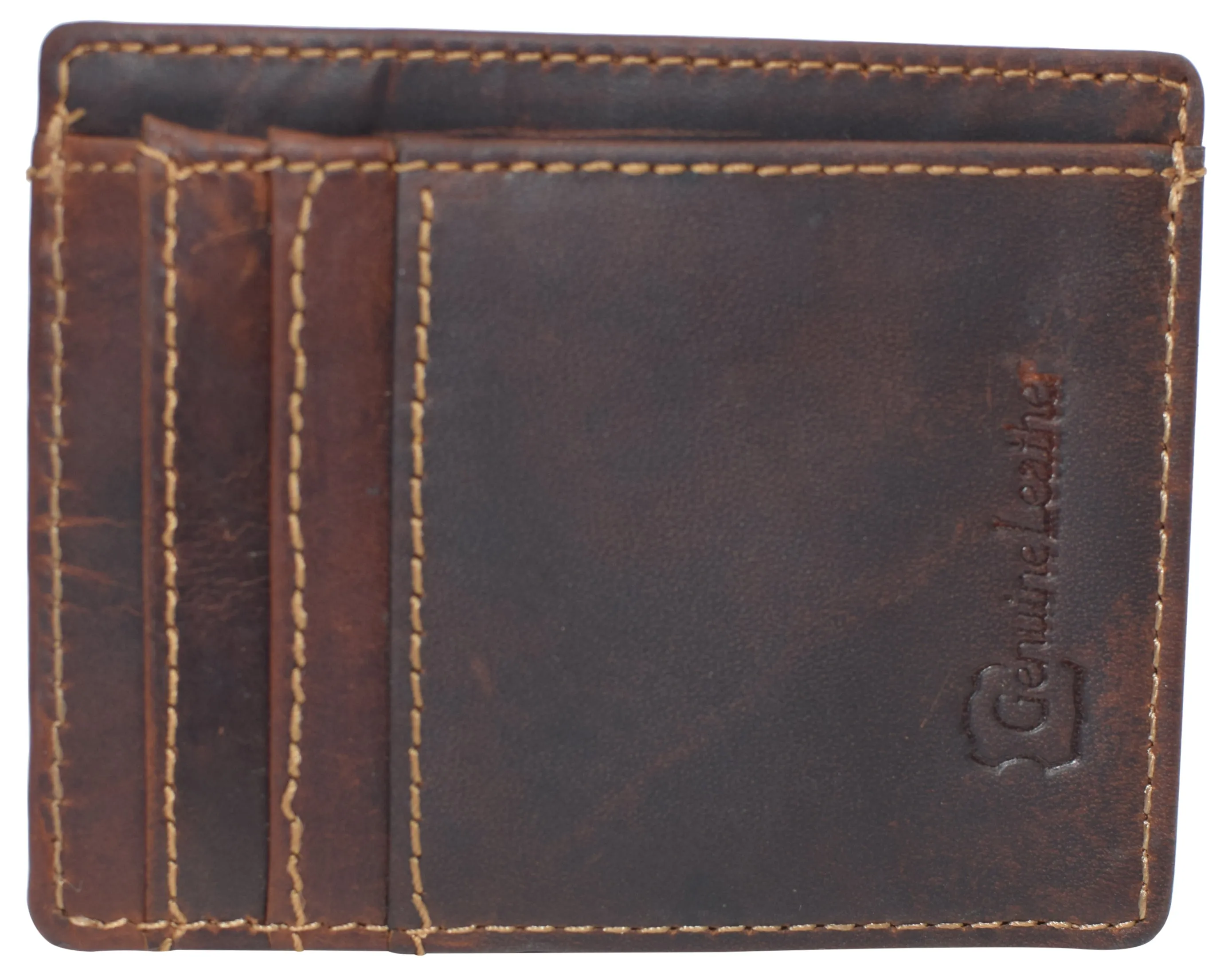 RHURFID Vintage Leather Front Pocket Wallet Slim Minimalist Secure Thin Credit Card Holder RFID610370RHU