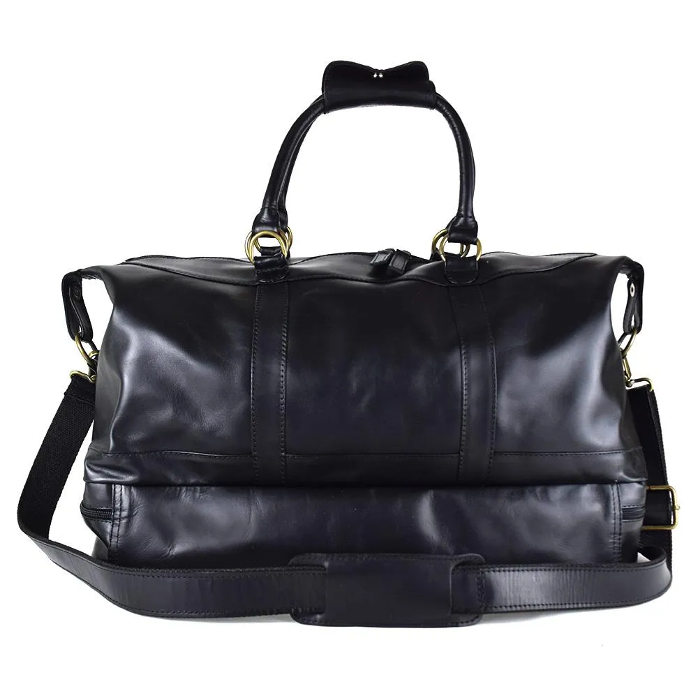 Weekender Bag with shoe compartment in Black Leather - Professional Players Favorite